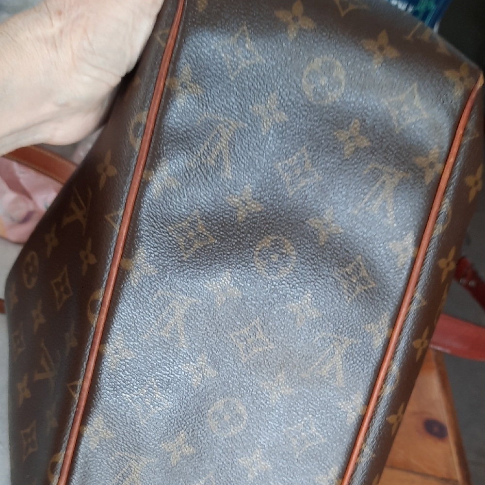 Louis Vuitton Brown Monogram Canvas Shoulder Tote with Leather Trim - Picture 14 of 16